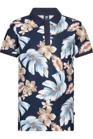Petrol Industries Jongens All-over Print Polo Pier - Blauw
