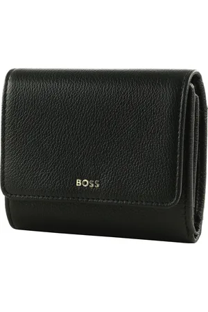HUGO BOSS Leren Portemonnee Alyce Trifold Zwart