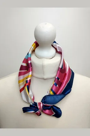 Merkloos Vierkante dames neksjaal Bente-fantasiemotief-donker wit fuchsia geel beige rood bordeaux roze turquoise-50x50
