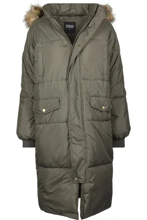Urban classics Jas Ladies Faux Fur Jacket Tb2382 Dark Olive/ Beige Dames