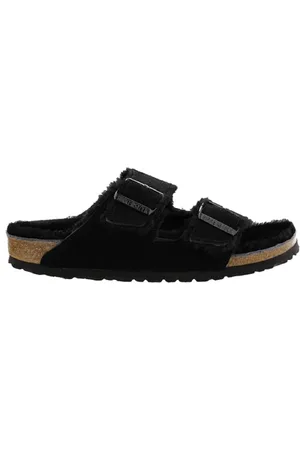 Birkenstock Arizona Shearling Veloursleder Suede Narrow Pantoffels - Black