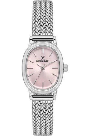 Daniel Klein DK.1.13868-2 - Horloge - Polshorloge - Analoog - Dames - Vrouwen - stalen band - Ovaal - Metaal - Zilverkleurig - Roze