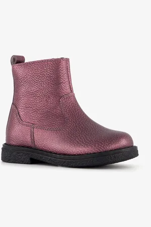 Groot Leren meisjes enkellaarsjes metallic