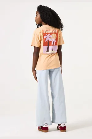 Garcia Meisjes Chest print T-shirt Oranje Korte mouw
