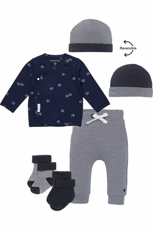 Noppies Kledingset - 5 delig - Broek Yip - Shirt Jones navy - Muts - 2 paar sokjes
