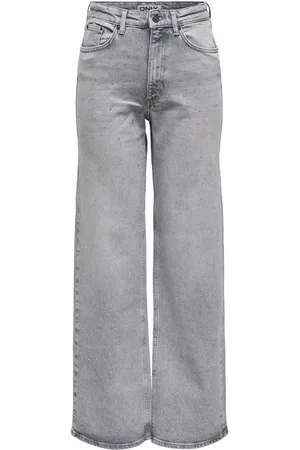 ONLY Jeans Onljuicy Hw Wide Rhinestone Rea707 15349672 Medium Grey Dames