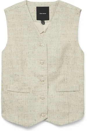 VERO MODA Gilet Vmmaj Sl Short Waistcoat 10327335 Oatmeal/melange Dames