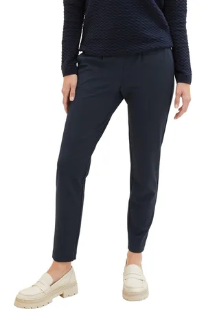 TOM TAILOR Dames Chino Broek JERSEY LOOSE ANKLE comfort/relaxed Blauw 34W / 32L Volwassenen