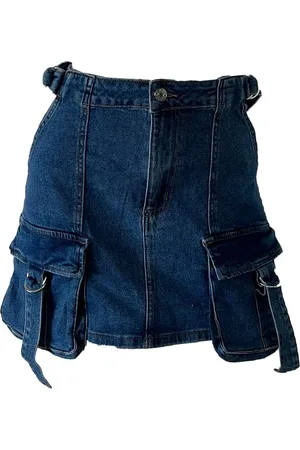 Merkloos RUBY JIANO - BELINDA DENIM SKIRT - SPIJKERROK DAMES - KORT - DENIM BLUE - DENIM - MAAT XL