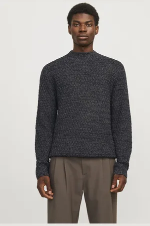 JACK & JONES Ziggi knit mock neck regular fit - heren pullover wolmengsel met turtleneck - melange