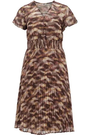 WE Fashion Dames plissé jurk met dessin - Curve