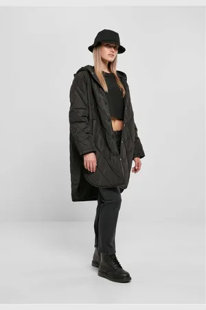 Urban classics Oversized Diamond Quilted Hooded Winterjas - M