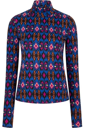 lofty manner T-shirt Top Florien Pl19 211 Blue Stars Print Dames