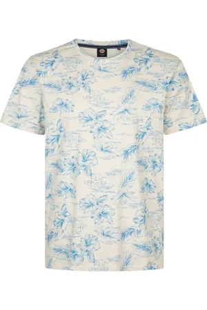 Petrol Industries Heren Plus Size All-over Print T-shirt Tiki - Wit
