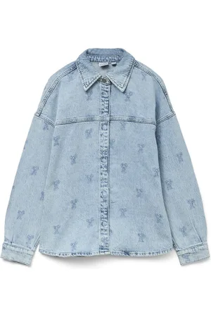 VERO MODA Jas Vmhayden Ls Oversized Emb Shirt Ra3 10326371 Light Blue Denim Dames