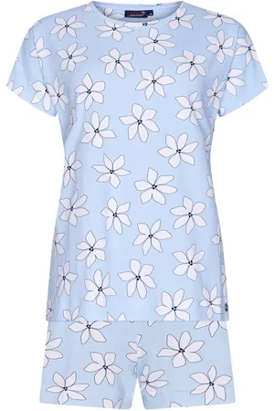 Rebelle Dames Shortama - Flower - Bio Katoen - Lichtblauw