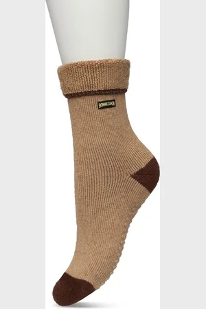 Bonnie Doon Huissokken met Anti-Slip voor Dames Bruin maat 36/42 - Warme Slofsokken - Badstof Binnenzijde - Zeer Zachte Winter Sokken - Thuis Sokken - Home Socks - Niet knellend - Gladde naden - Katoen - Gemeleerd - - BP211124.3