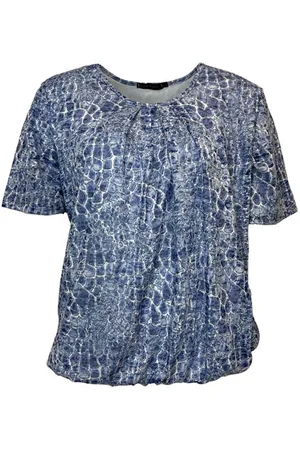Merkloos Pink Lady blouse - E105 - print - korte mouwen, ronde hals, elastiek - maat M