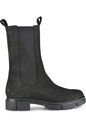 PS Poelman Lynn Dames Nubuck Leren Chelsea Enkellaarzen met Elastiek -