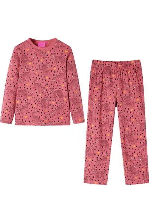vidaXL Kinderpyjama - met - lange - mouwen - 128 - oudroze