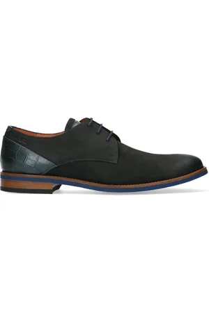 Van Lier Heren - Zwarte nubuck veterschoenen