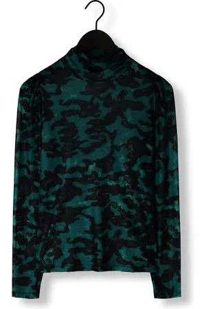 POM Amsterdam Turtleneck - Camo Teal Green Tops & T-shirts Dames - Shirt -