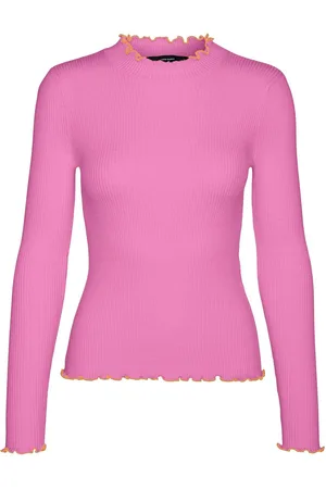 VERO MODA Vmevie ls contrast edge pullover boo Cyclamen