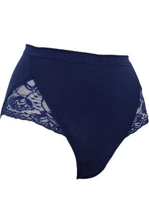 Merkloos Dames tailleslip 806 van J&C met kant Marine XXL