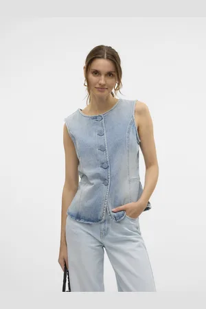VERO MODA Gilet Vmsiola Sl Waistcoat Si311 10326329 Light Blue Denim Dames