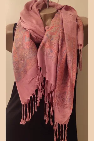 Merkloos Dames lange sjaal met print oudroze 172cm/72cm