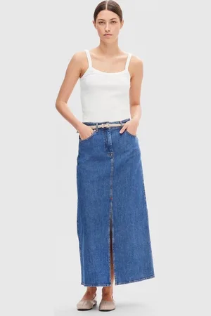 SELECTED Bella HW Maxi Marine Skirt Medium Blue Denim