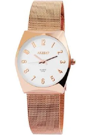 Akzent Dameshorloge-model 1300015-005-Milanese band-verstelbare band-rosé kleur
