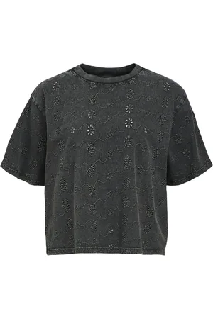 Object Object T-shirt Objcelina Lo S/s Tee Cc2 Ss 23045297 Black/acid Wash Dames