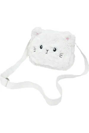 Merkloos Prinses Schoudertas Pluche Kleine Tas Meisjes Crossbody tas kat vormige Schouder Messenger Tas Voor Meisjes Vrouwen - Wit 19x15x5cm