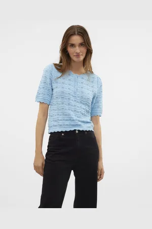 VERO MODA Trui Vmshelby Ss O-neck Pullover Boo 10321768 Airy Blue Dames