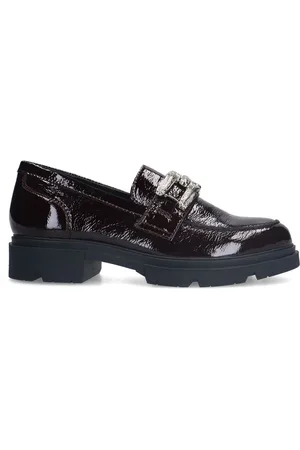 Manfield Dames - Bordeaux rode lakleren loafers