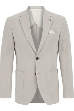 WE Fashion Heren Slim fit seersucker pantalon