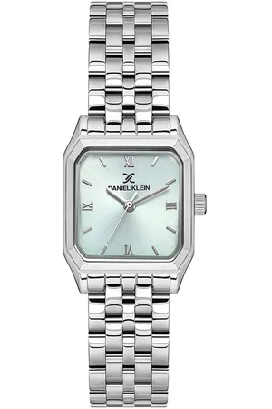 Daniel Klein DK.1.13877-2 - Horloge - Polshorloge - Analoog - Dames - Vrouwen - Stalen band - Metaal - Overig - Streepjes - Romeinse Cijfers - Zilverkleurig - LichtGroen