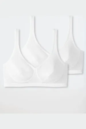 Schiesser 95/5 bralette (2-pack) - dames bustier met cups biologisch katoen