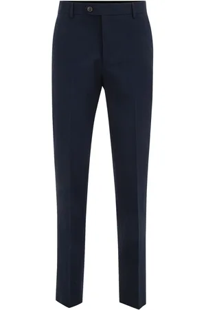WE Fashion Heren Slim fit seersucker pantalon