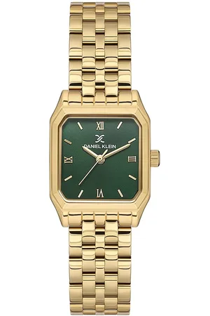 Daniel Klein DK.1.13877-5 - Horloge - Polshorloge - Analoog - Dames - Vrouwen - Stalen band - Metaal - Overig - Streepjes - Romeinse Cijfers - Goudkleurig - DonkerGroen