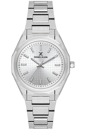 Daniel Klein DK.1.13873-2 - Horloge - Polshorloge - Analoog - Dames - Vrouwen - stalen band - Rond - Metaal - Streepjes - Zilverkleurig - LichtGroen