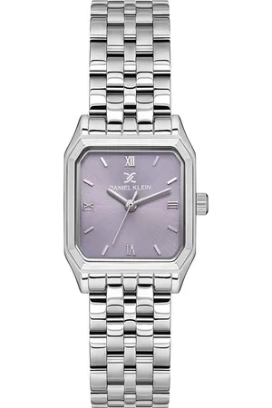 Daniel Klein DK.1.13877-3 - Horloge - Polshorloge - Analoog - Dames - Vrouwen - Stalen band - Metaal - Overig - Streepjes - Romeinse Cijfers - Zilverkleurig - Paars