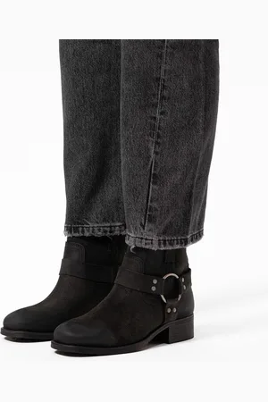 Manfield Dames - Zwarte leren biker boots