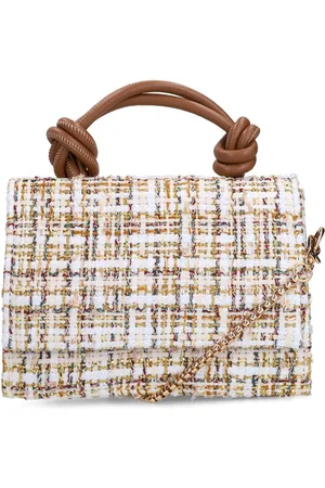 Manfield Witte stoffen handtas met gouden details