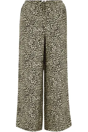 WE Fashion Dames Wide leg broek met dessin - Curve