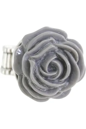 Behave Ring - Elastische Vintage Zilverkleurige Ring met Grijze Roos – Romantisch & Elegant | Nikkelvrij