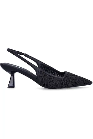Sacha Dames - Zwarte gevlochten slingback pumps