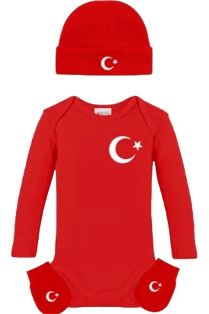 Merkloos Babyset Turkije | 0 - 3 maanden | 3 - delige set | Romper, muts, wanten | Turkije |