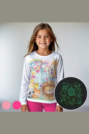 Merkloos Dierentuin Vrienden - Glow-in-the-dark pyjama - - maat 92-98 - 2 jaar - 100% katoen
